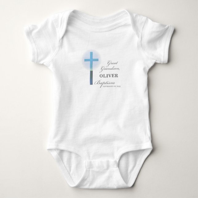 Body Para Bebé Gran abuelo bautismo azul encaje personalizado (Anverso)