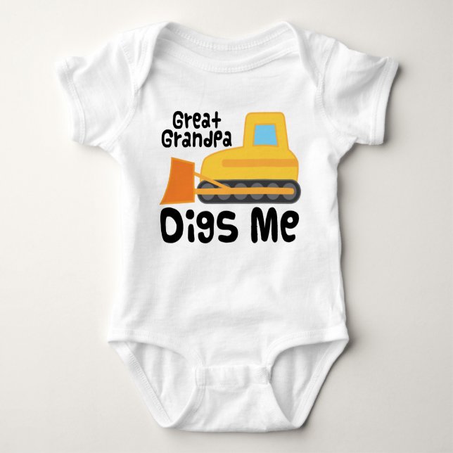 Body Para Bebé Gran Abuelo Me Cavó Camión Bulldozer (Anverso)