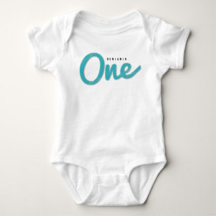 Body Para Bebé Gran Boceto Un Niño Azul Cumpleaños Número Uno Fie