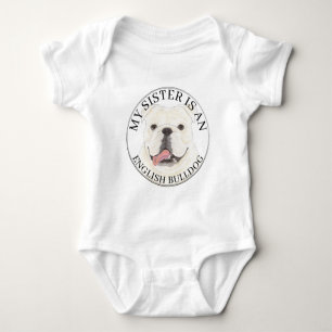 Body Para Bebé Gran Hermana del Bulldog inglés blanco personaliza