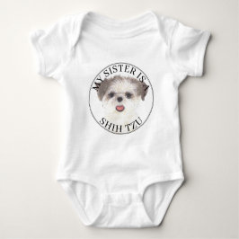 Body Para Bebé Gran Hermana Shih Tzu Marrón y Blanco