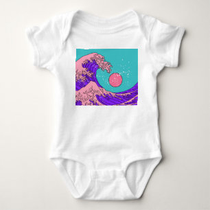 Body Para Bebé Gran ola de vaporwave: arte oceánico estilizado