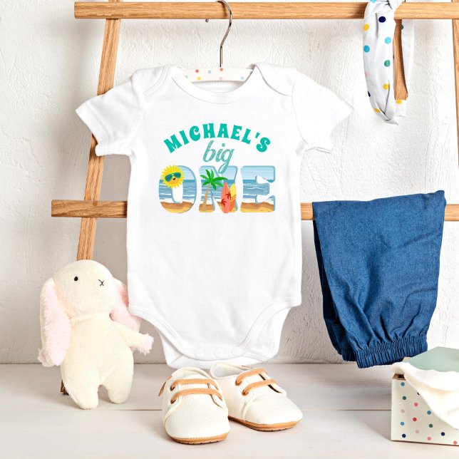 Body Para Bebé Gran playa de surf de verano (Big One surfing beach ocean first birthday party baby t-shirt birthday photoshoot shirt cute)