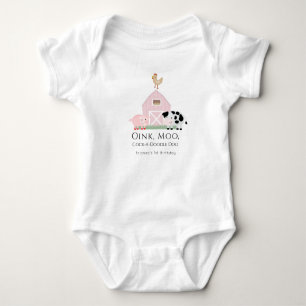 Body Para Bebé Granja Animales Barnyard Chica Rosa Primer cumplea