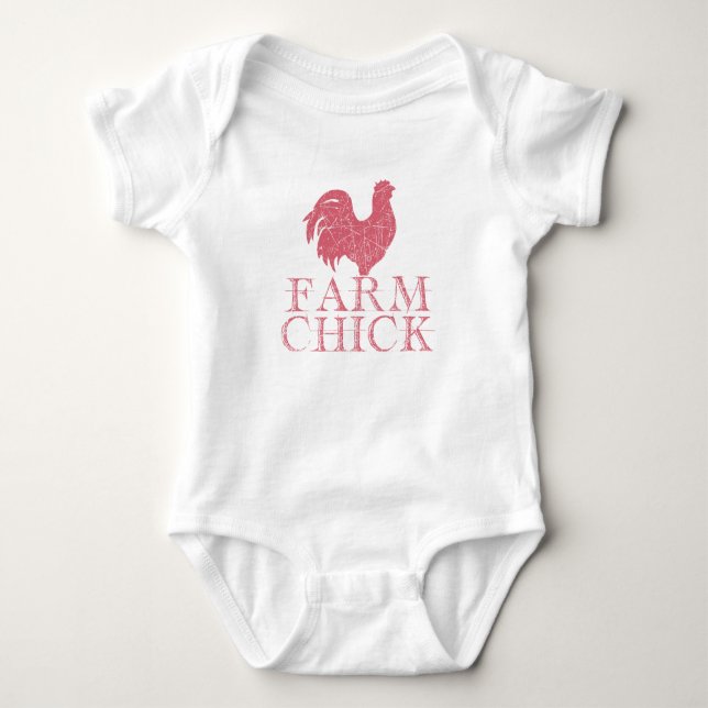 Body Para Bebé Granja Roja Pollo con Gallo (Anverso)