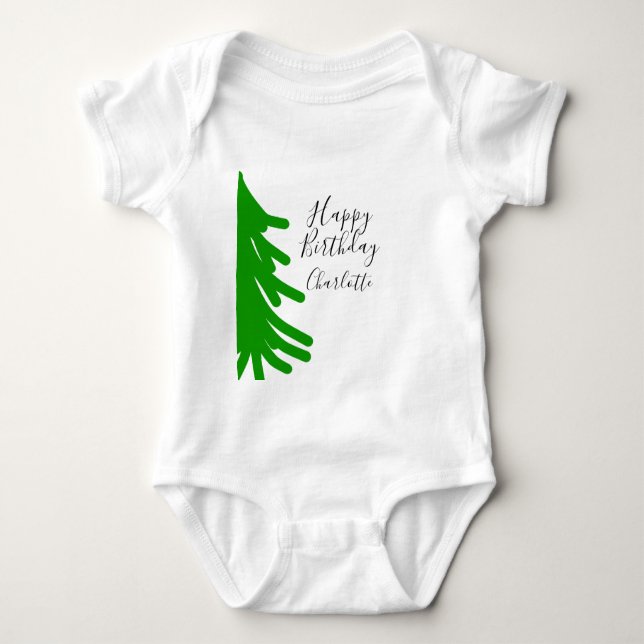 Body Para Bebé Green Christmas tree happy birthday December winte (Anverso)