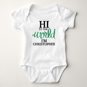 Body Para Bebé Green Hi To World Baby NAME
