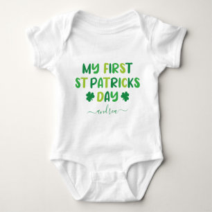 Body Para Bebé Green Shades 1st First St. Patrick's Day & Name