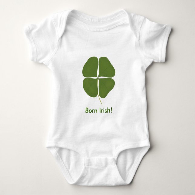 Body Para Bebé Green Shamrock, Born Irish Saint Patricks Day Tee (Anverso)