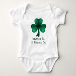Body Para Bebé Green Sparkles Shamrock 1 St Patricks Day Name