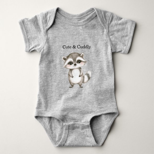 Body Para Bebé Green White Plaid Stripes Raccoon (Anverso)