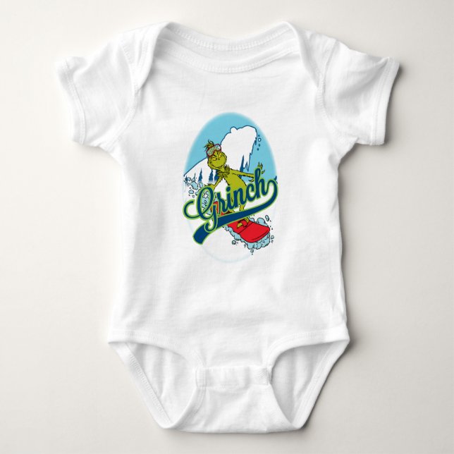 Body Para Bebé Grinch en snowboarding (Anverso)