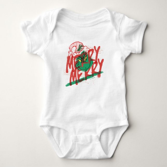 Body Para Bebé Grinch | Gráfica Merry Merry Grunge (Anverso)