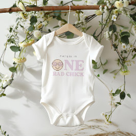 Body Para Bebé Groovy Chica Checkered Happy Face | 1 cumpleaños