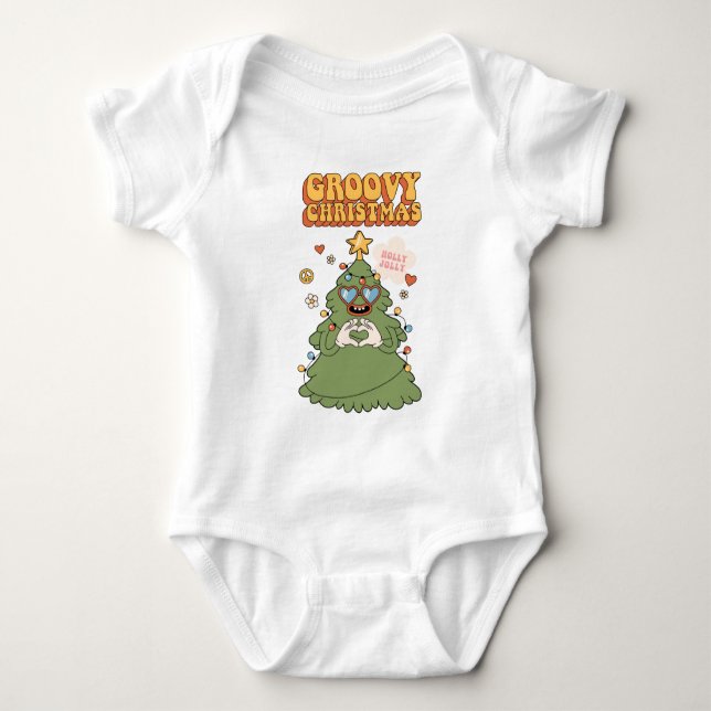 Body Para Bebé Groovy Christmas Tree - Holly Jolly Vibes (Anverso)