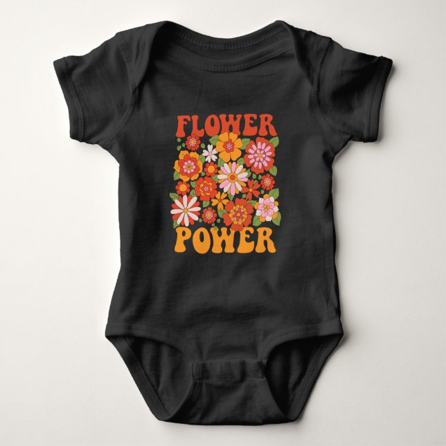 Body Para Bebé Groovy Flower Power Graphic (Anverso)