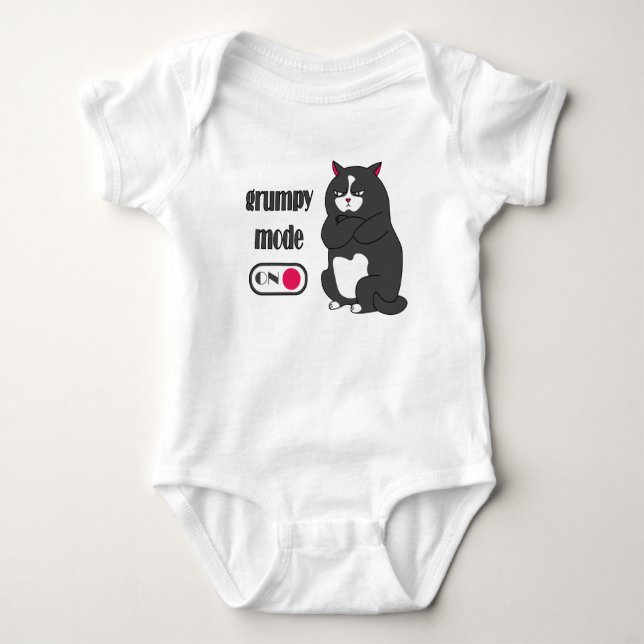 Body Para Bebé Grumpy mode on funny fat cat (Anverso)