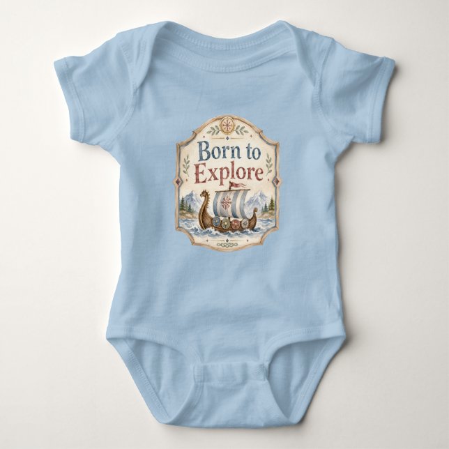 Body Para Bebé Guardería infantil Viking Born to Explore (Anverso)