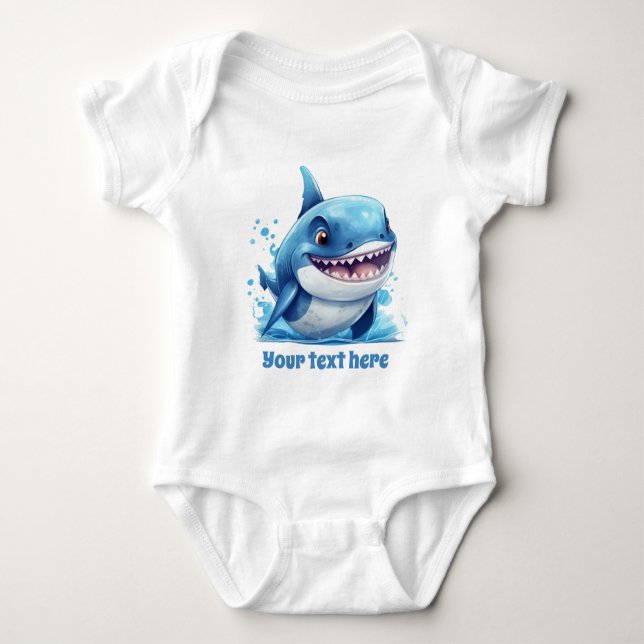 Body Para Bebé Guay beach shark add text (Anverso)