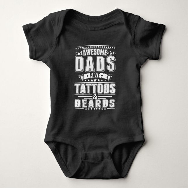 Body Para Bebé Guay Dads Tattoo Beard Mustache Inlusión Padre (Anverso)