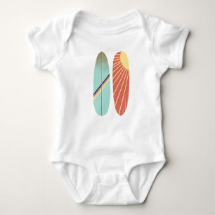Body Para Bebé Guay Retro Vintage Blue and Red Surfboard