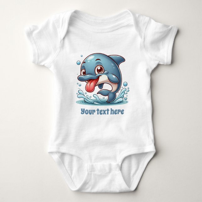 Body Para Bebé Guay unisex beach add text ocean delphin (Anverso)