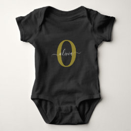 Body Para Bebé Guión de nombre con monograma personalizado negro