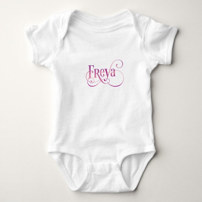 Body Para Bebé Guión rápido personalizado de Freya Pink sobre neg (Anverso)
