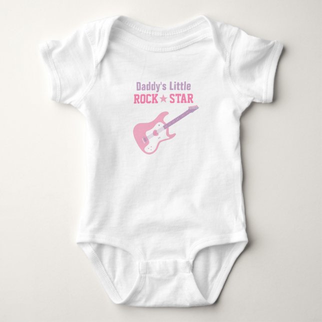 Body Para Bebé Guitarra Rosa Estrella De Rock De Papi Para Niñas  (Anverso)