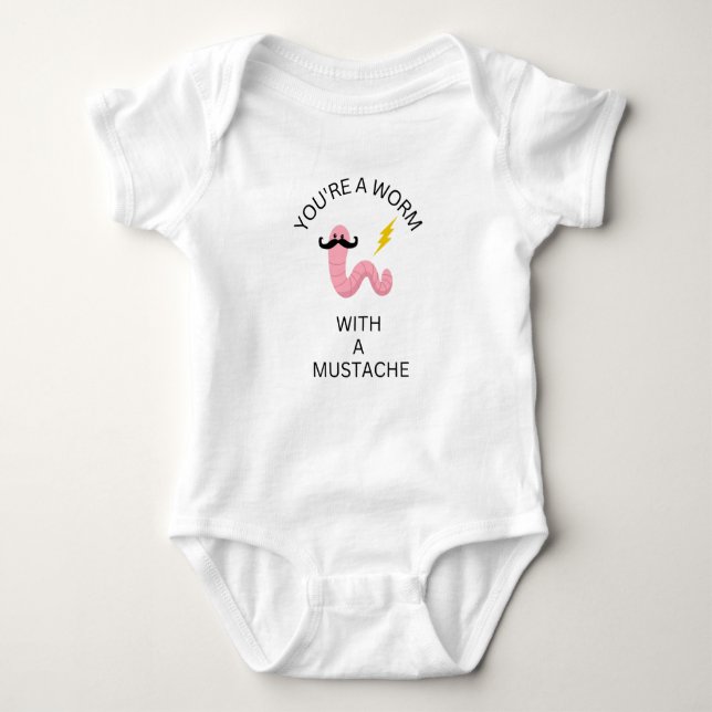 Body Para Bebé Gusano con Mustache Funny Baby Bodysuit Vanderbomb (Anverso)