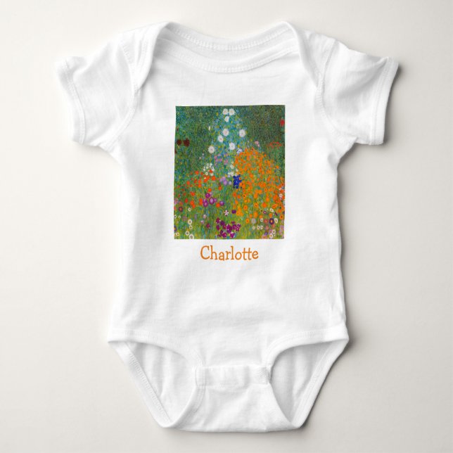 Body Para Bebé Gustav Klimt - Jardín de flores (Anverso)