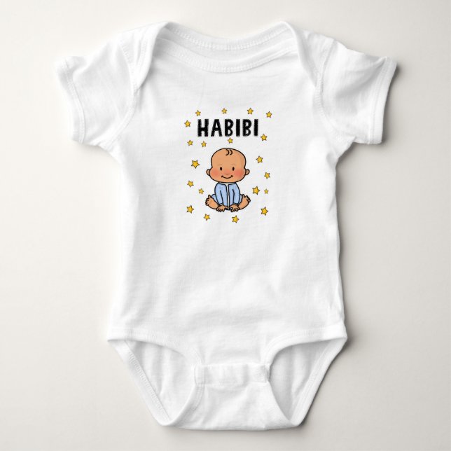 Body Para Bebé Habibi Baby Boy Blue Bodysuit Recién nacido Árabe (Anverso)