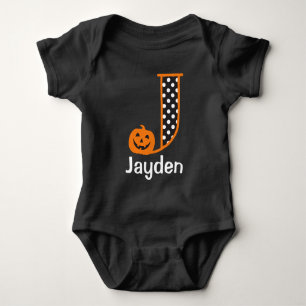 Body Para Bebé Halloween Bodysuit w Pumpkin Monograma Inicial J