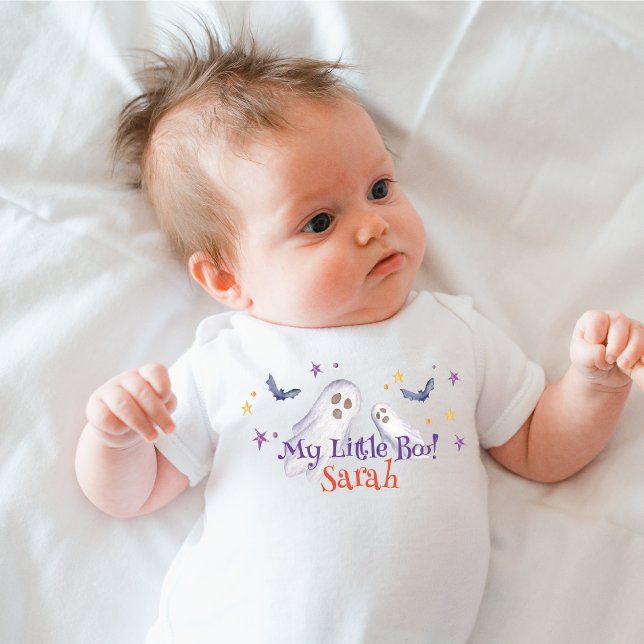 Body Para Bebé Halloween en Baby Shower de My Little Boo (little boo Halloween baby bodysuit, Cute ghost, purple)
