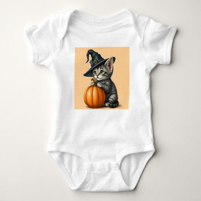 Body Para Bebé Halloween Kitty Witch, Kitten Witch, Halloween Cat (Anverso)