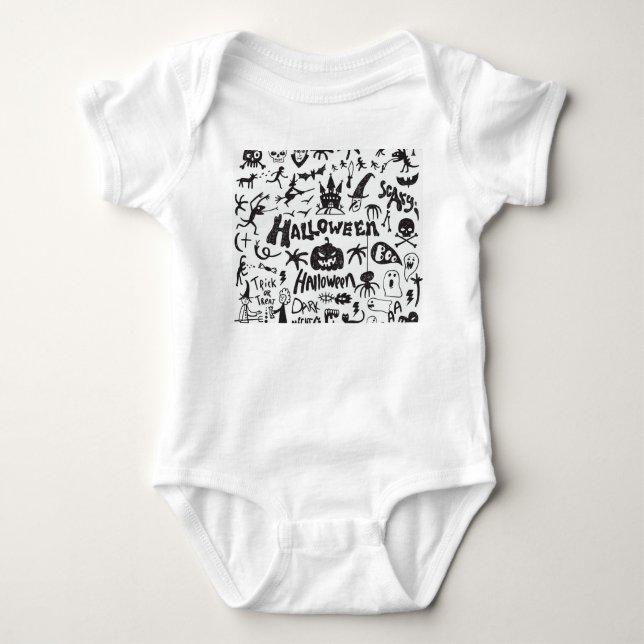 Body Para Bebé Halloween Monster Doodles Fun (Anverso)