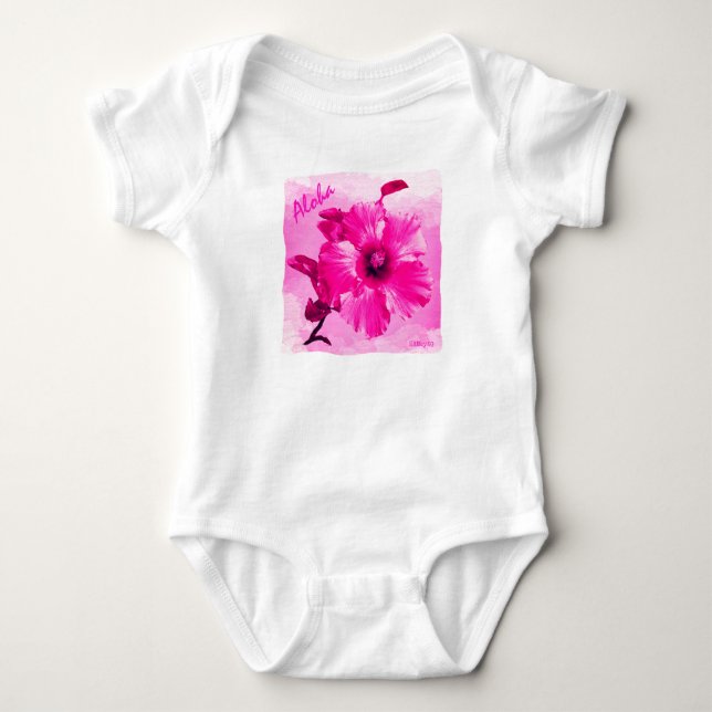 Body Para Bebé HAMbyWG - Toddler Bright Pink Hawaiin Hibiscus (Anverso)
