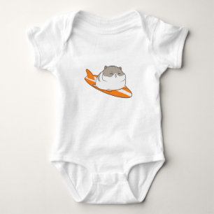 Body Para Bebé Hamster como surfista con Surfboard