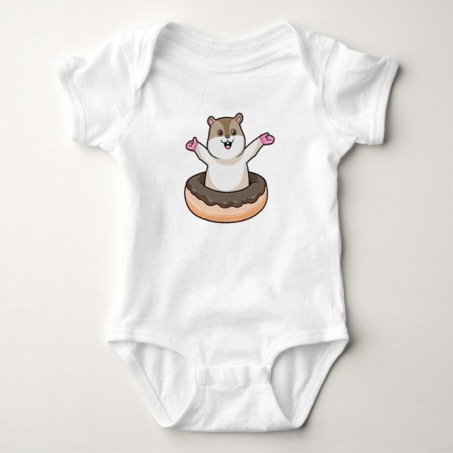 Body Para Bebé Hamster con donut de chocolate (Anverso)