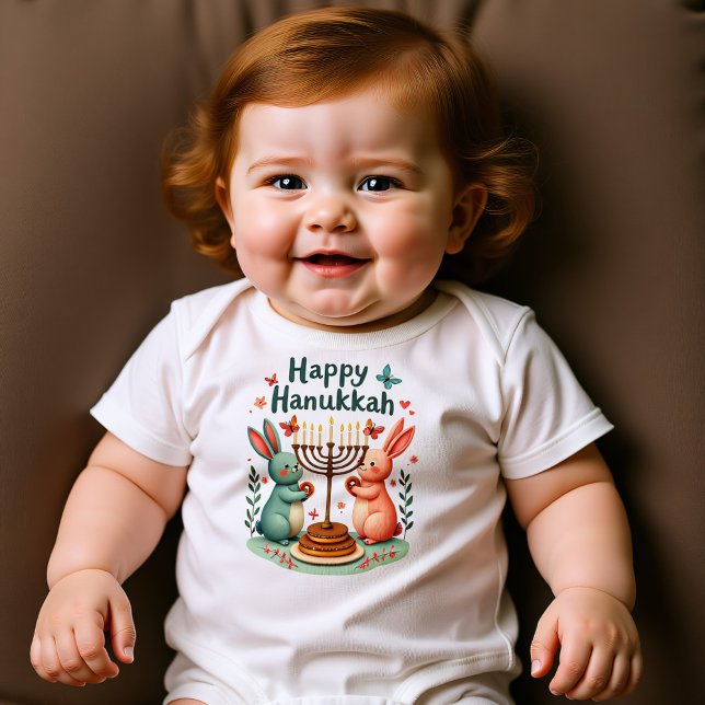 Body Para Bebé Hanukkah Tiny Mensch, Big Light (Hanukkah Tiny Mensch, Big Light Baby Bodysuit)
