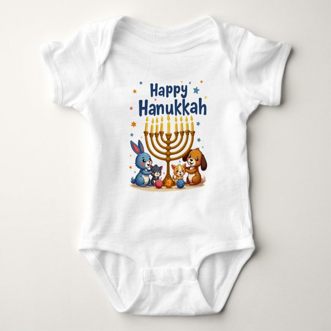 Body Para Bebé Hanukkah Tiny Tots & Dreidel Spots (Anverso)