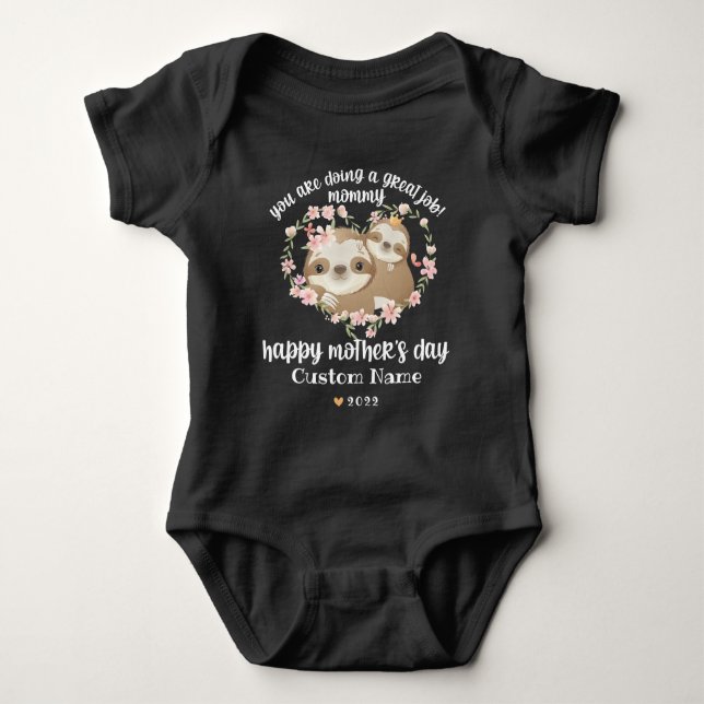 Body Para Bebé Hap Mother's Day - diseño de pereza (Anverso)