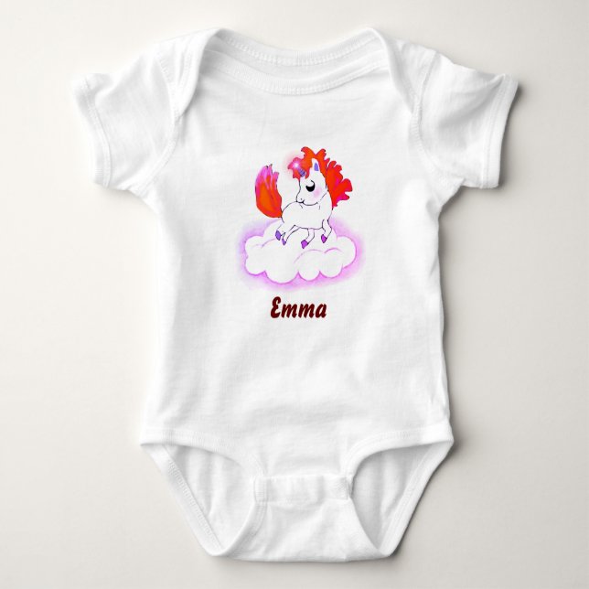 Body Para Bebé Happiness cute magic unicorn (Anverso)