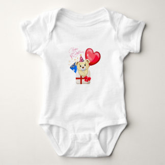 Body Para Bebé Happy 1st Birthday Bear  baby Bodysuit 
