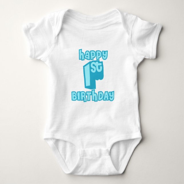Body Para Bebé Happy 1st Birthday Celebration – Cute birthday  (Anverso)