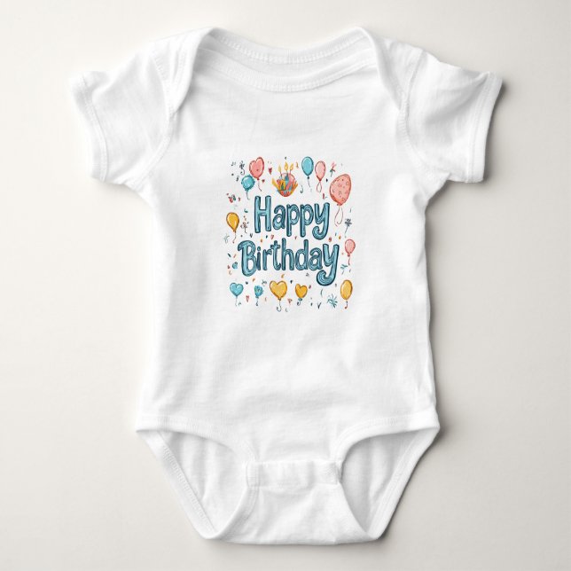 Body Para Bebé Happy 1st Birthday – Cute balloon (Anverso)