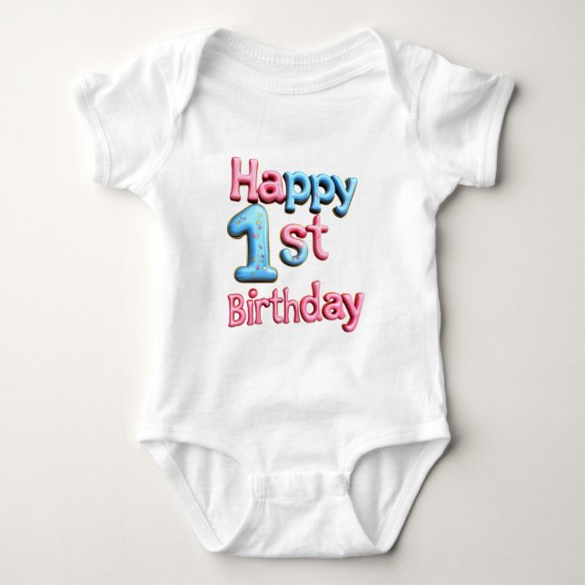 Body Para Bebé Happy 1st Birthday - Happy 1st Birthday Greeting  (Anverso)
