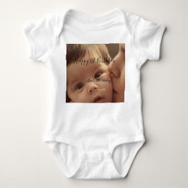 Body Para Bebé Happy 1st birthday name photo date stylish calligr