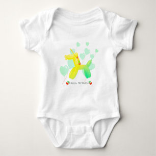 Body Para Bebé Happy Birthday! Unicorn in pastel gradient colors.