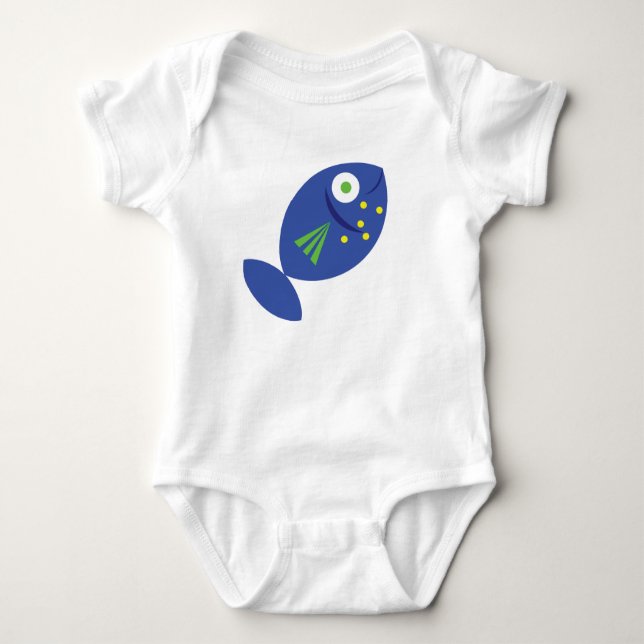Body Para Bebé Happy Blue Fish Baby Tee (Anverso)
